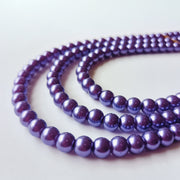 Royal Purple Triple Layer Pearl Necklace Set